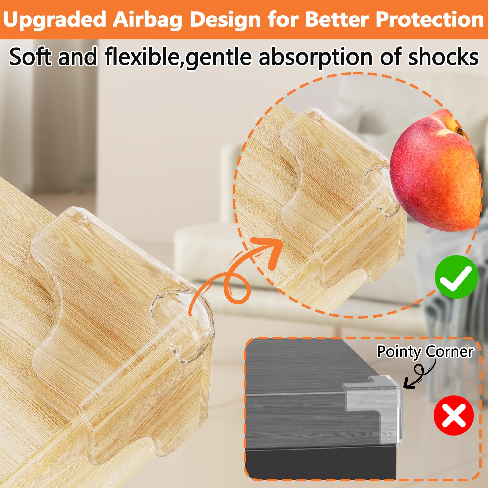 Corner Protector Baby Proof,E-PRONSE Upgraded Airbag T-Shaped Table Corner Protectors, Strong Sticky Clear Corner Protectors for Furniture 8Pcs