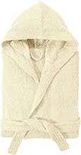Baroni Home Terry bathrobe with hood, men's and women's bathrobe 100% cotton, absorbent and comfortable, cream, XL