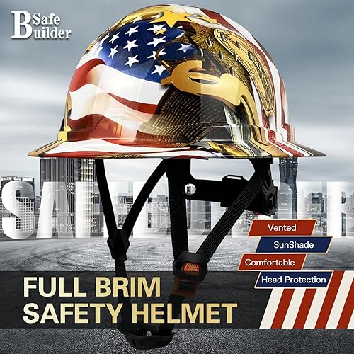 SAFEBUILDER SBD-G1C Casco de seguridad de ala completa para construcción, casco de alta densidad con ventilación aprobada por la OSHA, sombrilla con