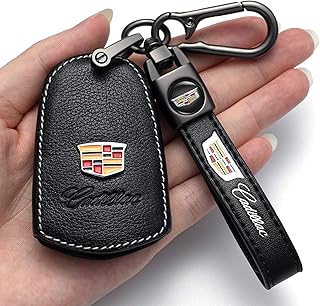 Leather Key Case Key fob Holder,Key fob Cover Replacement for Cadillac Escalade CT6 XT5 CTS XTS SRX Protective Remote Key