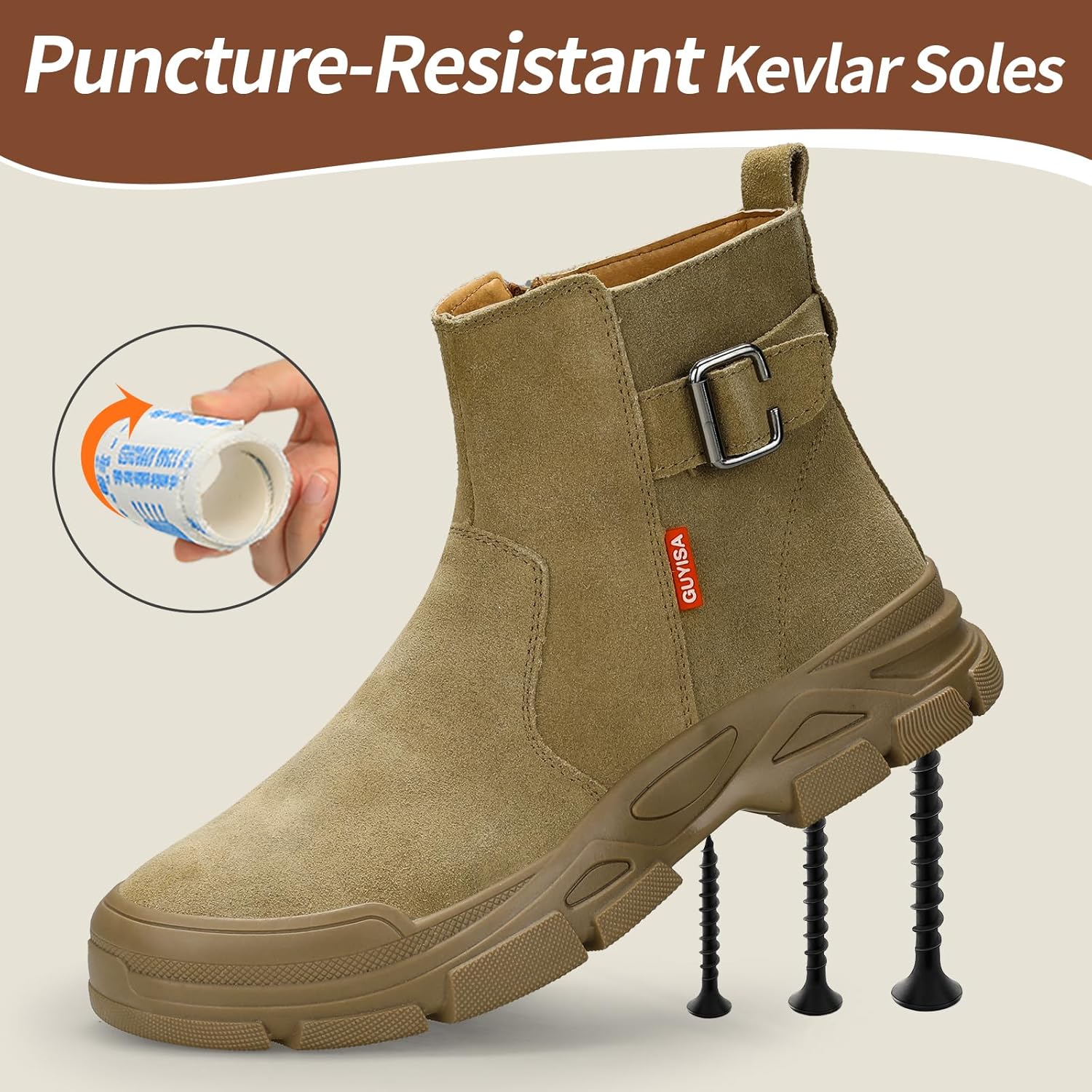 Welding Boots for Men Slip On Work Boots for Men Indestructible Steel Toe Boots Men's Steel Toe Shoes Fireproof Safety Toe Shoes Construction Boots for Welder Men's Work Shoes. - Image 3