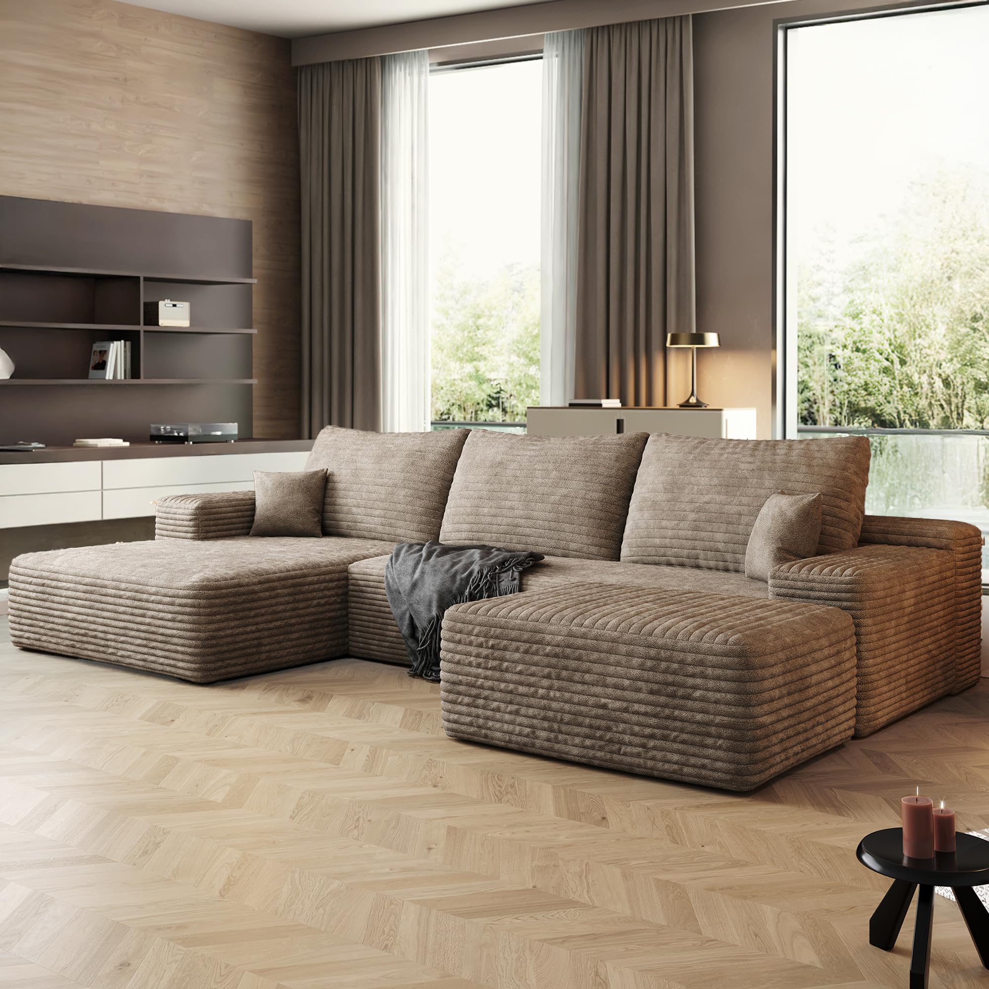 96" Sectional Couches for Living Room Cloud Couch Sofa with L-Shape Upholstered Boneless Couchs Modern Modular Sectional Couch with Chaise