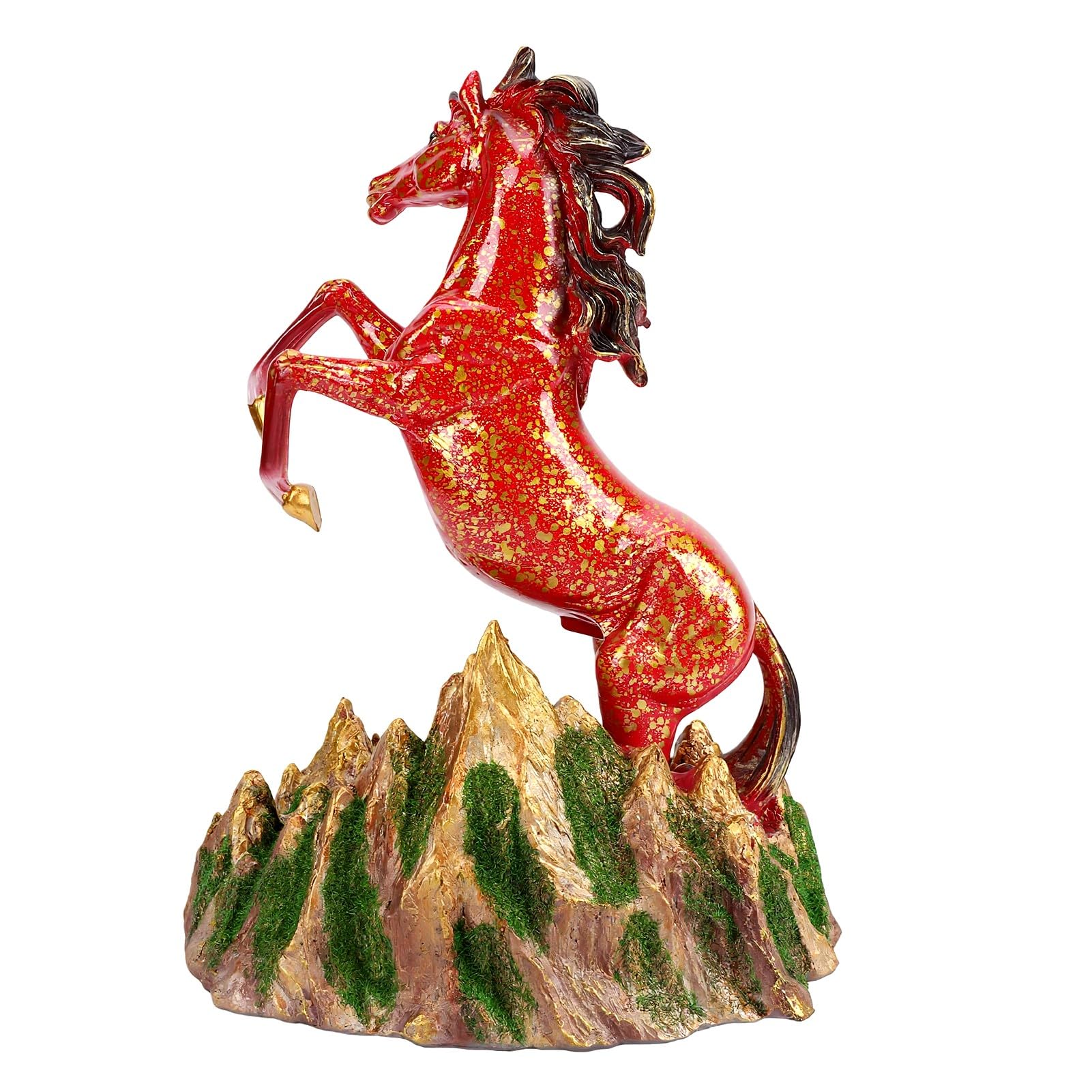 Zerodis Statua Resina Cavallo in Piedi, 1545g (Rosso oro)