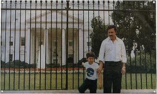 Banger - Pablo Escobar In Front Of White House Iconic Retro Photo Funny Motivational Inspirational Office Gym Wall College Dorm Room Decor Design on a 3X5 Feet Flag with 4 Grommets for Easy Wall