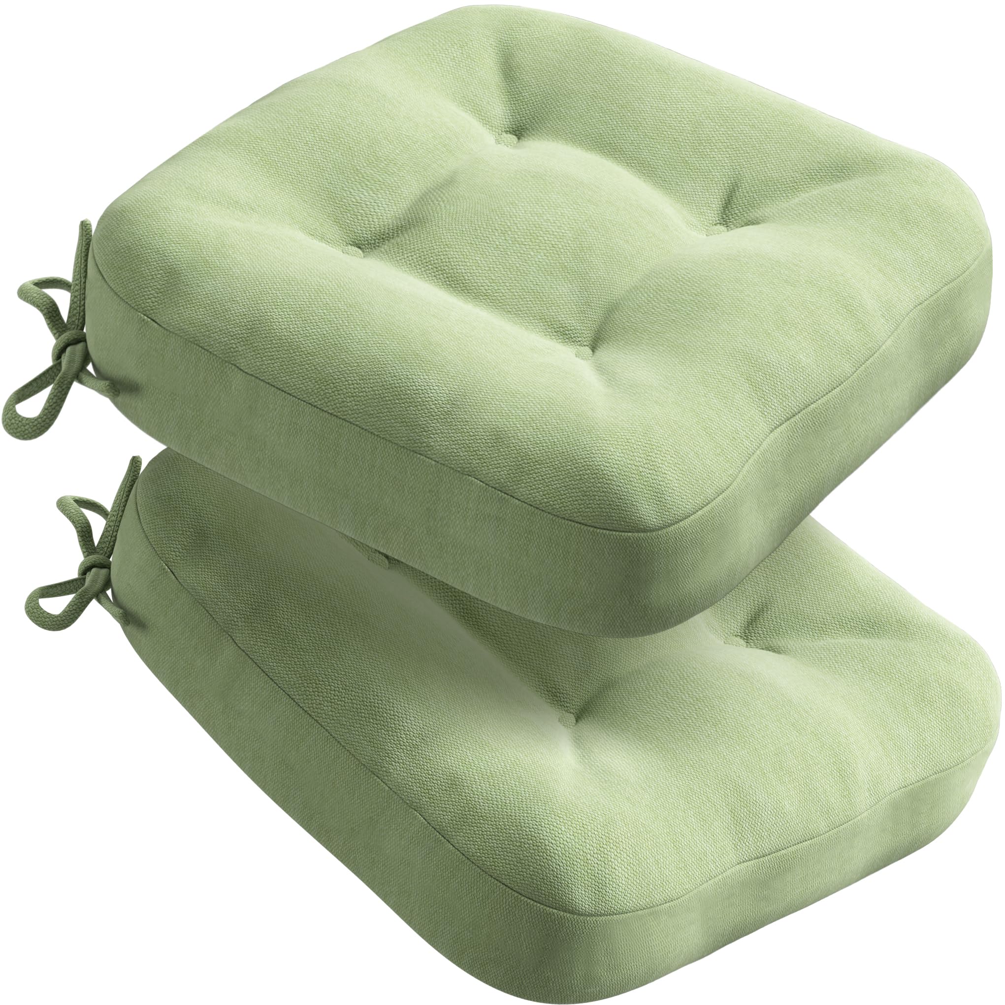 Codi Sage Dining Chair Cushions 2 Pack, D-Shape Seat Pads