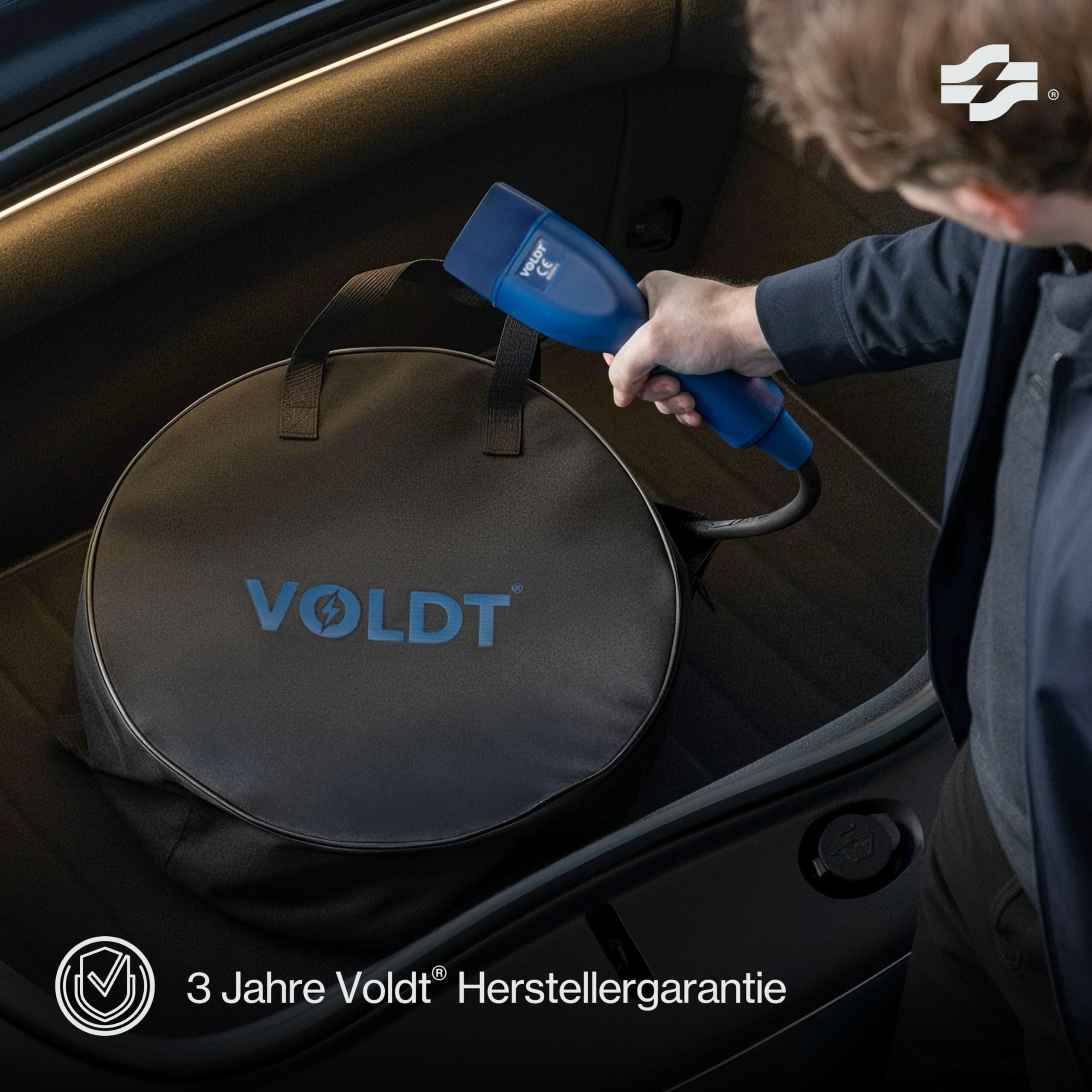 VOLDT Typ 2 Ladekabel 11KW EV-Ladegerät mit CEE-Stecker, 8 A - 16 A dreiphasige Mobile Wallbox-Ladestation mit Display für Elektrofahrzeuge IP67, TÜV, CE geschützt tragbares Ladegerät (5 Length)