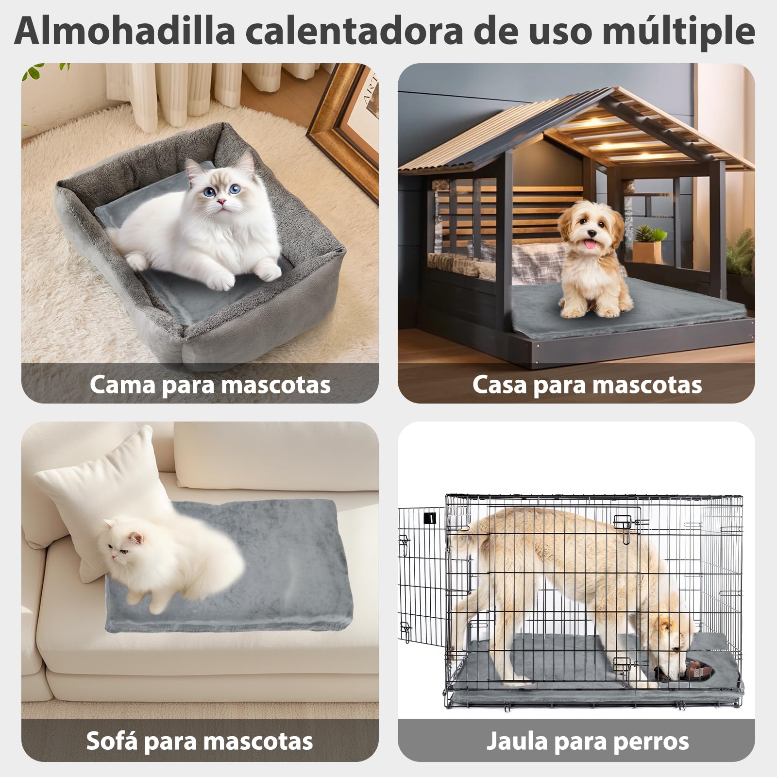 YFFU Manta Electrica Mascotas para Gatos y Perros 70x45cm, Anti-mordedura Impermeable Manta Termica Perros Medianos con Termostato y Temporizador, Almohadilla Eléctrica para Mascotas,Dos Cubiertas