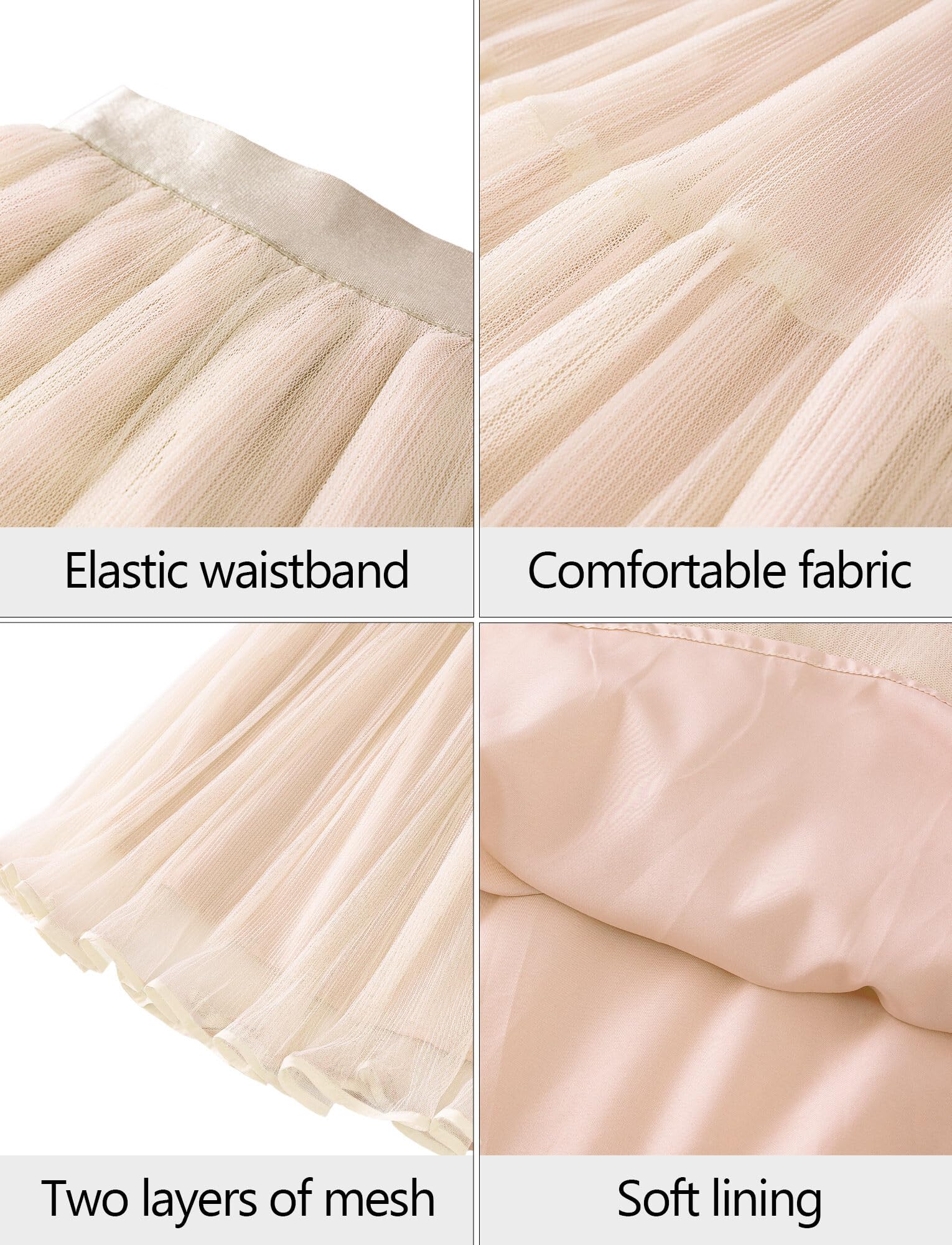 Jupe Mi Longue Fille en Tulle Jupe Princesse Enfant Fille Jupe Tutu Mousseline de Soie Taille Elastique Mariage Fête Anniversaire