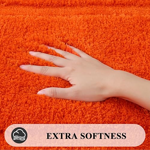 Miniatura 2 de SHACOS Juego de 2 alfombras de baño súper suaves de 20 x 32 + 16 x 24 pulgadas, antideslizantes, de microfibra, lavables, absorbentes, de felpa,