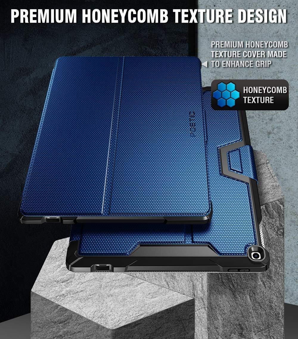 Poetic Explorer Series Designed for Google Pixel Slate Case, Full Body Triple Layers Tough 360 Degree Stand Folio Cover with Built-in Screen Protector, Navy Blue