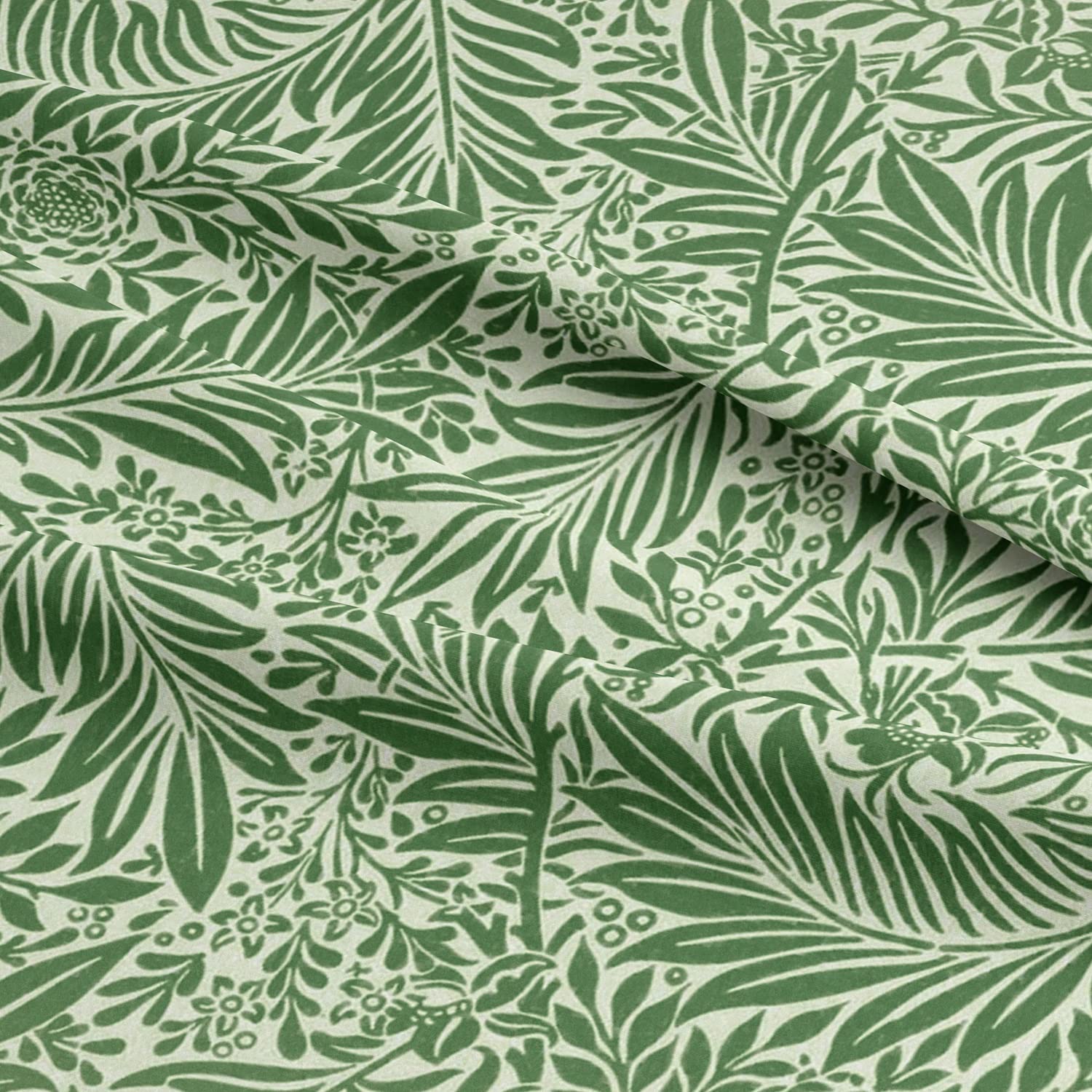 Glamour Secrets Sage Green Cotton Fabric - William Morris Larkspur & White Floral - Craft Fabric Material Metre