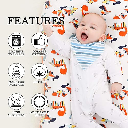 Miniatura 7 de Little Tots - Baberos de algodón unisex para bebés y niños, paquete de 810 baberos suaves y absorbentes