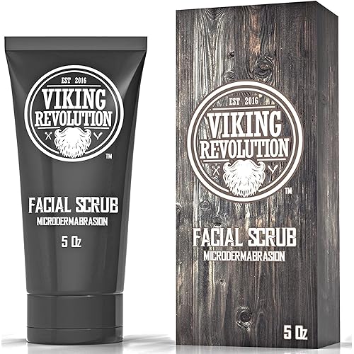 Viking Revolution Microdermabrasion Face Scrub for Men - Facial Cleanser for Skin Exfoliating, Deep Cleansing, Removing Blackheads, Acne, Ingrown Hairs - Men's Face Scrub for Pre-Shave (1 Pack)