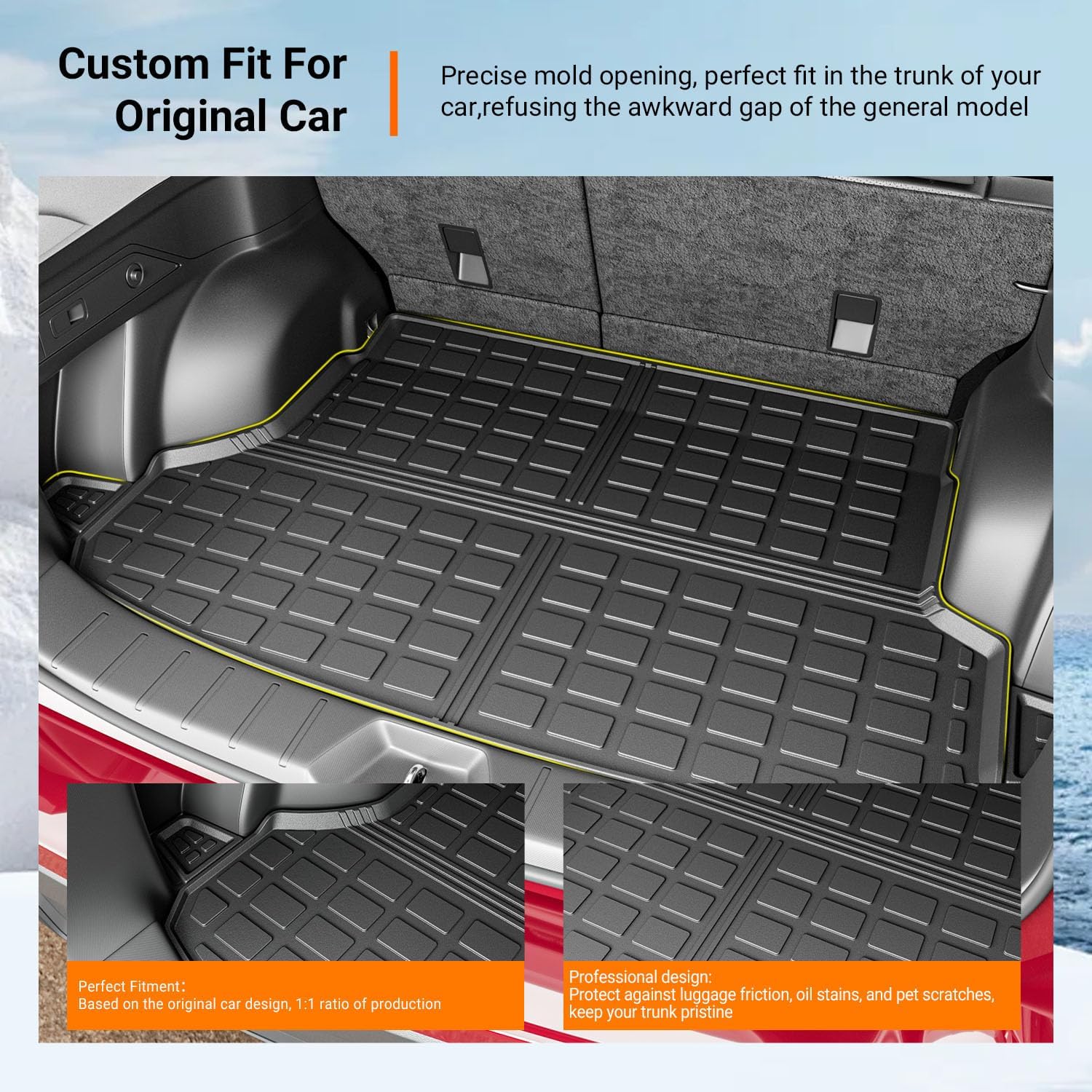 powoq cargo mat compatible with 2019-2024 subaru forester trunk mat all season protection cargo liner tpe trunk liner replacement for 2019-2024 subaru forester accessories (trunk mat)