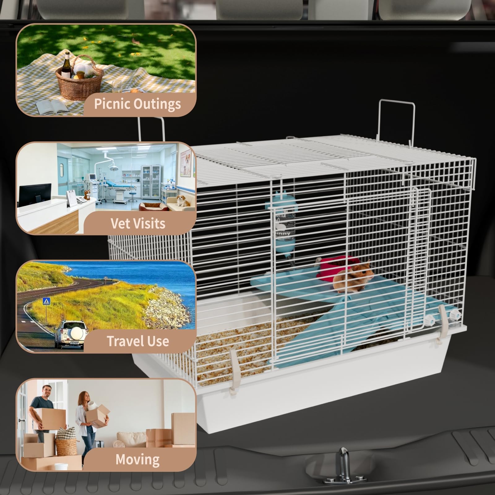 STILLCOVE Jaula pequeña para hámsteres interiores: jaula para ratas, ratones, jerbos, hábitat, recinto para mascotas, incluye plataforma, botella de agua y cuenco de comida para hámster enano y sirio