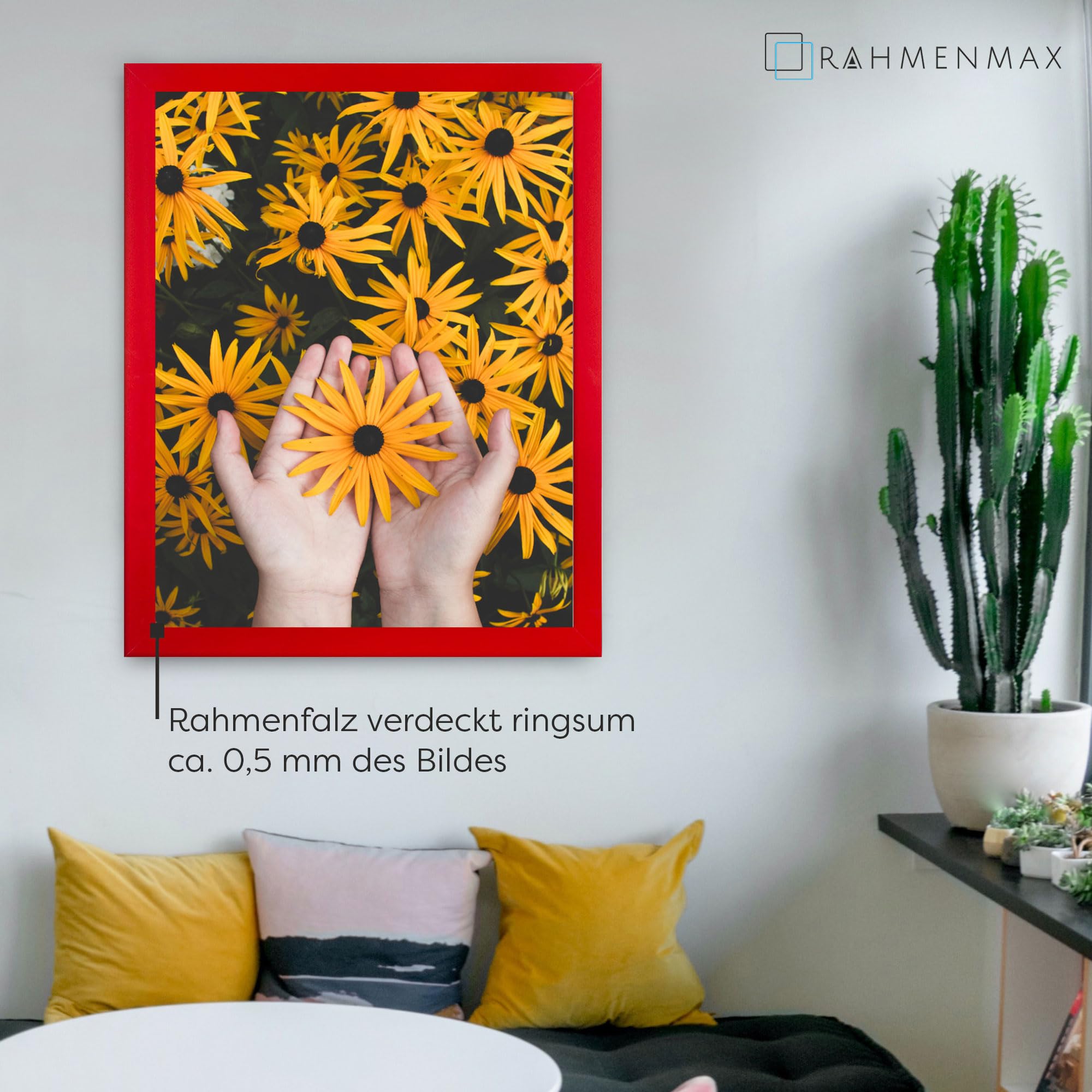 Morena MDF Rahmen für Bild 73x83cm Rot mit Acrylglas | zum Aufhängen Hoch- und Querformat/Maßanfertigung möglich/Puzzle Rahmen/mit 1mm klarem Acrylglas