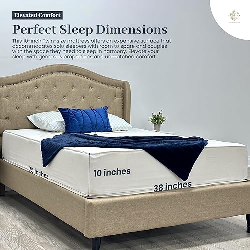 Miniatura 4 de Colchón de espuma individual de 10 pulgadas, capa de soporte reflejo de alta densidad y espuma viscoelástica elástica con funda de poliéster de