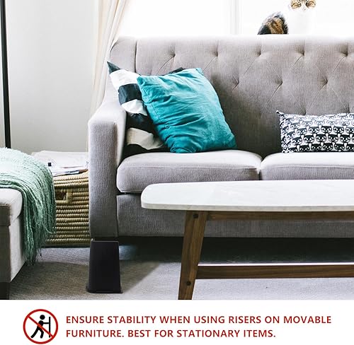 Miniatura 6 de Elevadores de cama de 8 pulgadas resistentes, paquete de 4 elevadores de muebles de gran tamaño, elevadores de cama negros para mesa, sofá, silla,