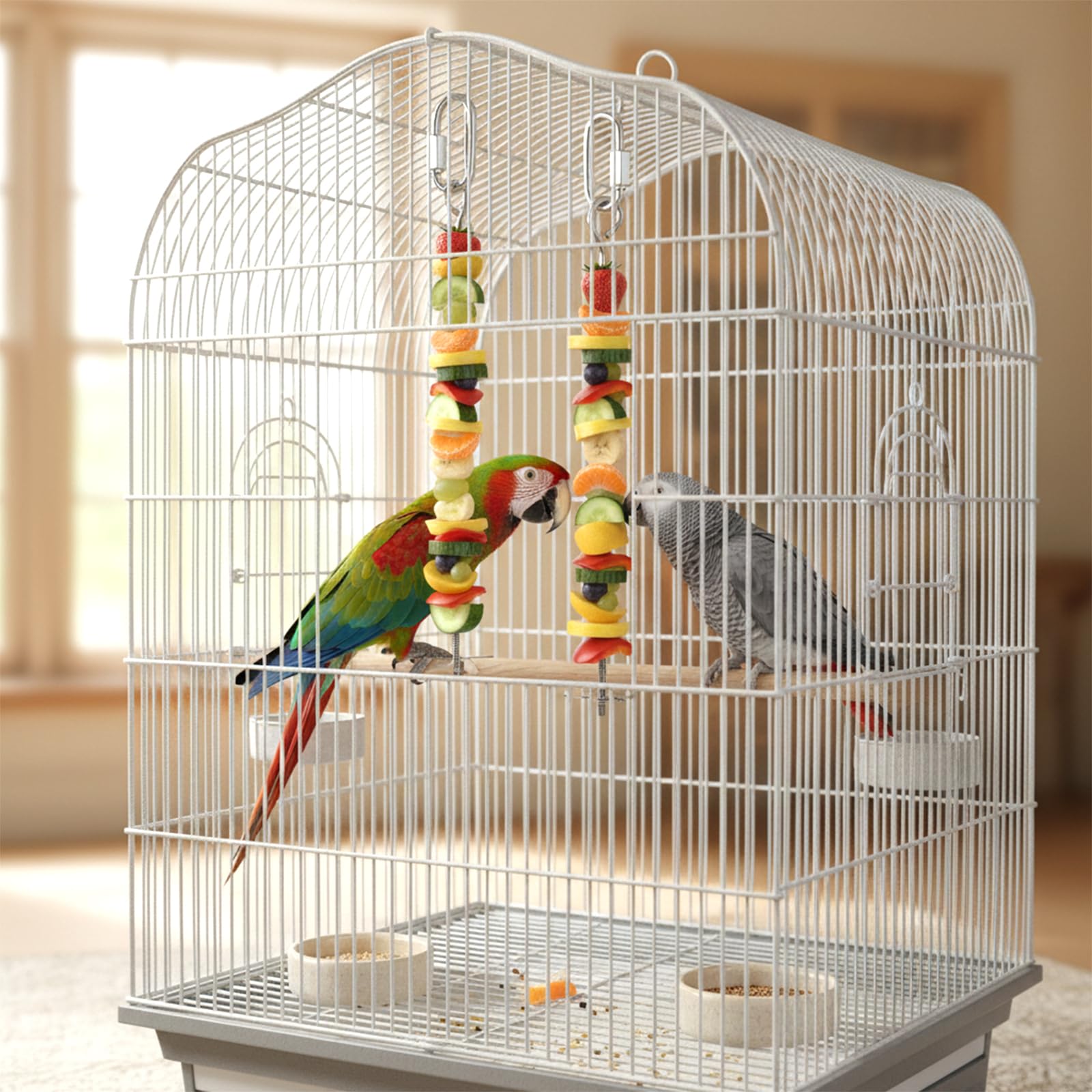 Cobee 3 Stück Vogelspieß Papageienspieß Futterspender, Edelstahl Vogel Spieß Wellensittich Zubehör Edelstahl Hühnergemüsespieß Vogelspielzeug Für Wellensittiche Sittiche Nymphensittiche