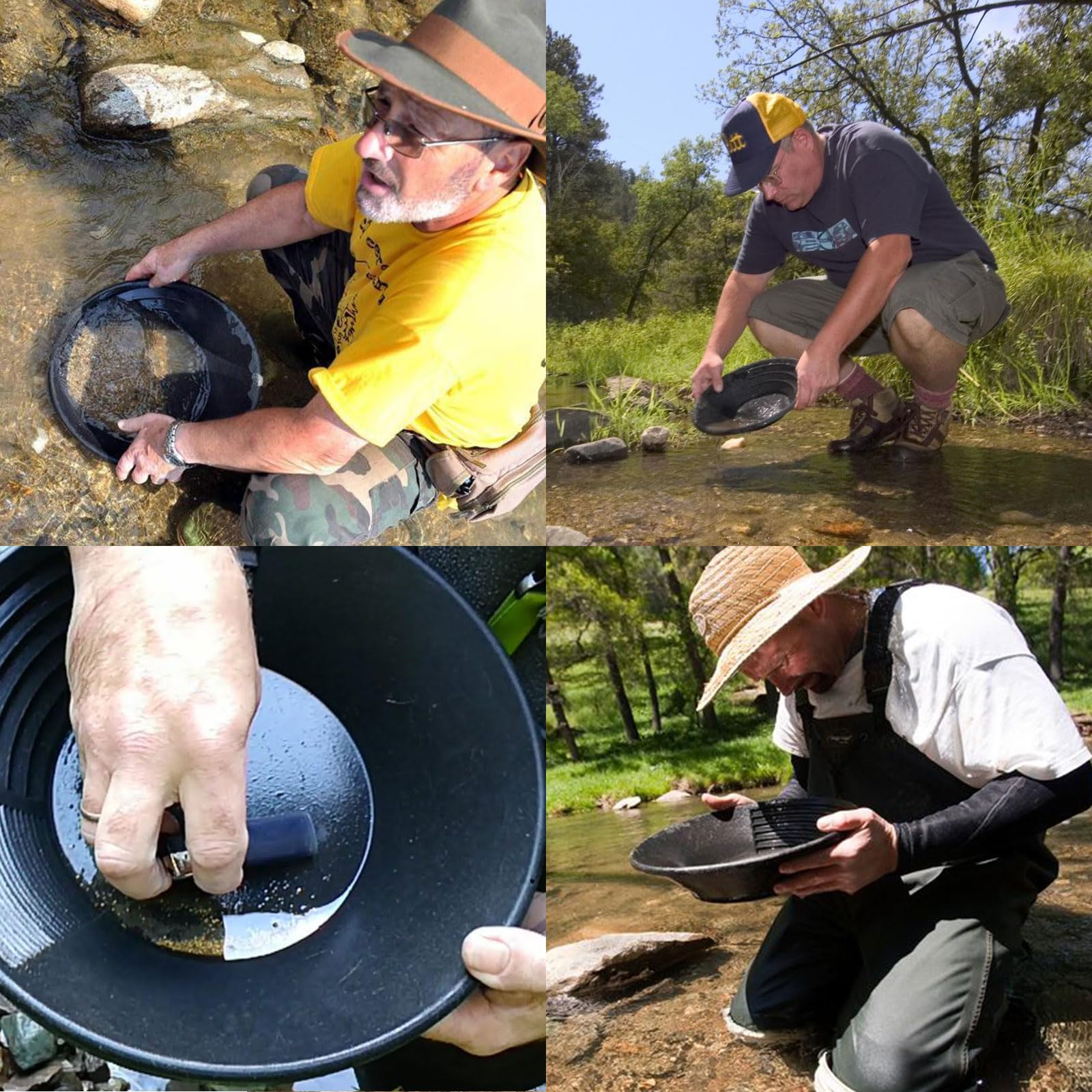 Gold Panning Pan,Accesorios para Tamices Manuales para la Extracción de Oro,Herramientas Portátiles para Buscar Oro al Aire Libre,Batea de Oro Set,Gold ifting,Clasificador de Tamizado 38 cm Tokaneit