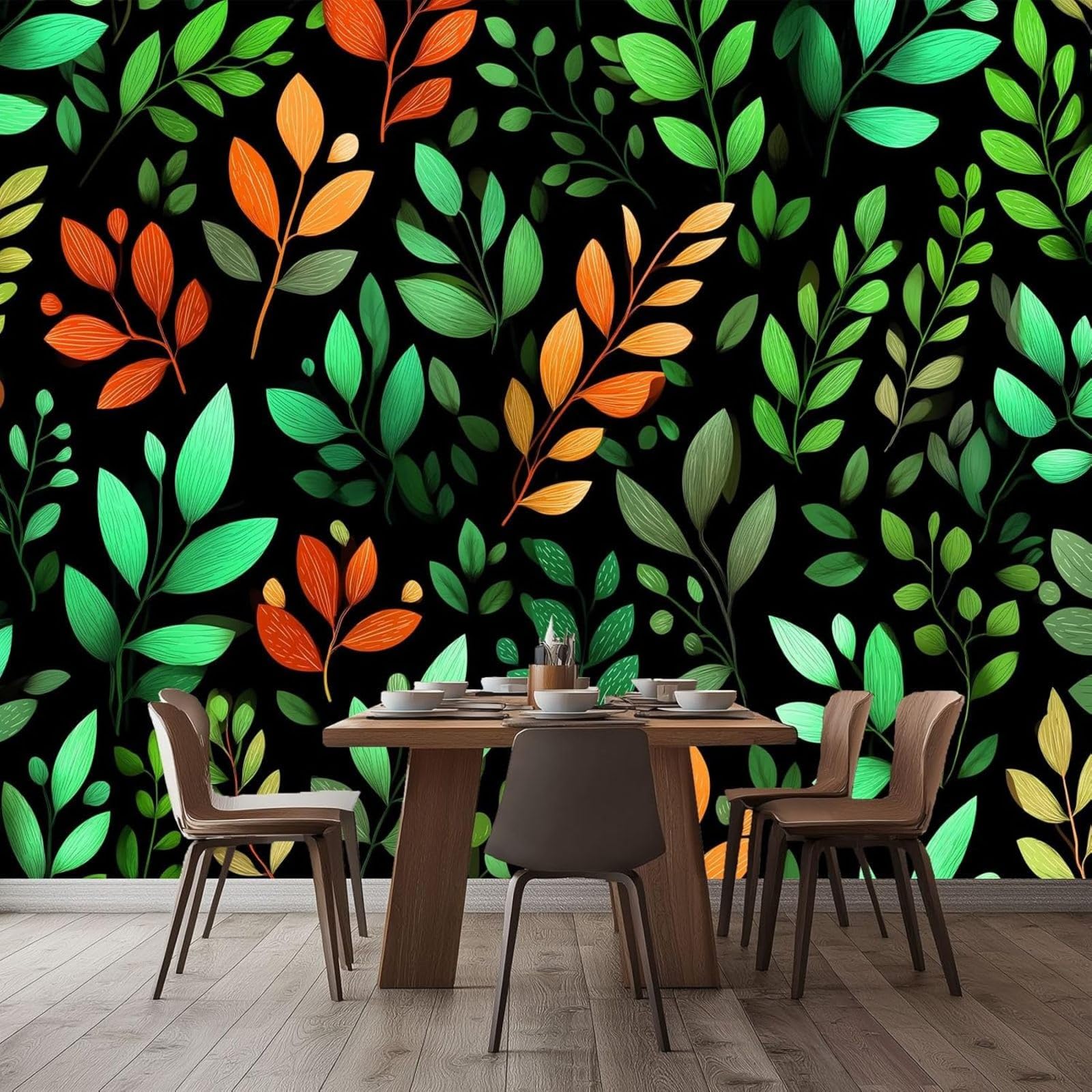 pdghsdkgjh Retro Plant Photo Wallpaper Forest Leaves for TV Background & Bedroom - Green Wall Painting Wall Decor, 250cm x 175cm Stickers - Frameless Painting - Poster