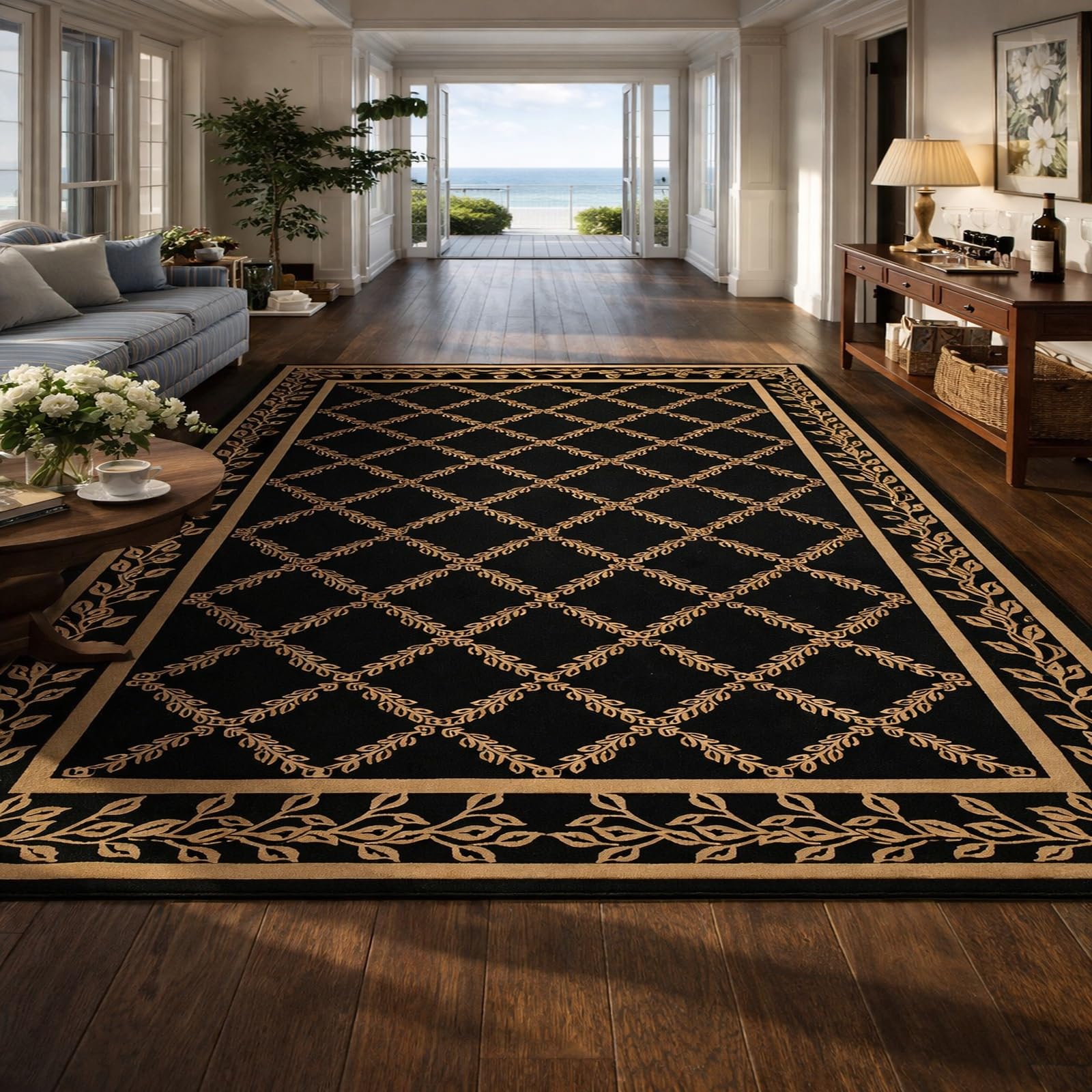 Alfombras de pelo corto antideslizantes lavables de 160x230 cm con base de seguridad Rururug