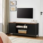 SONGMICS TV Stand, TV Cabinet for TV up to 55 Inches, TV Console with Doors, 3 Adjustable Shelves, Rustic Brown and Black ULTS103B01