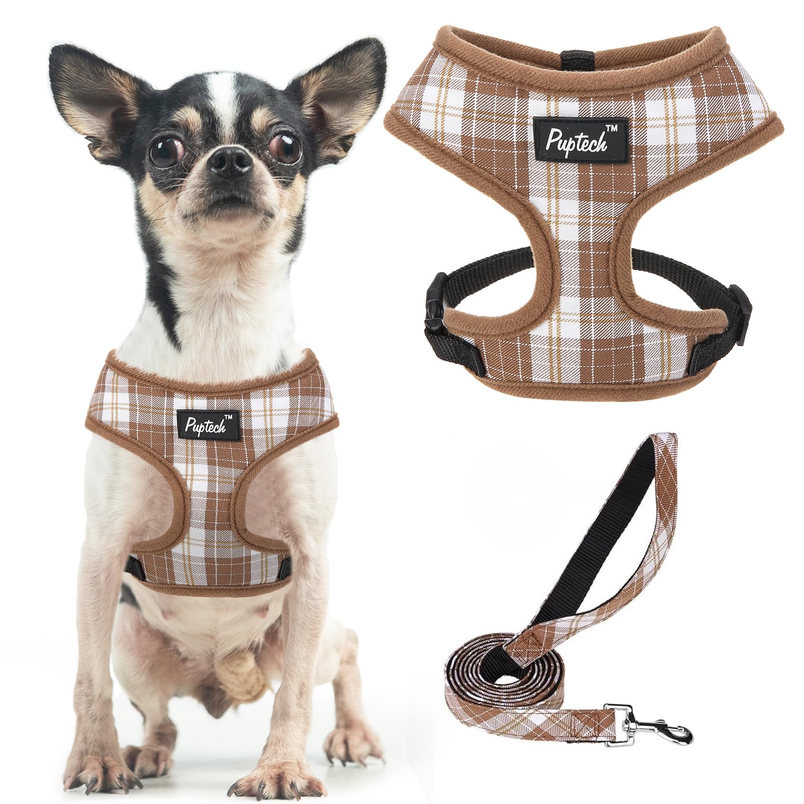 PUPTECK Dog Harness Small Dog Soft Mesh Pet Puppy Cat Comfort Padded Vest No Pull Harnesses and Leash Set