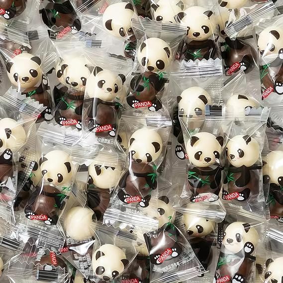 JOIYSVEN - Panda Maltesers | Crispy Filling | Mixed Dark and White Chocolate | Chocolate Candy Snacks | Individually Wrapped | 2g*50 Packs|chocolate covered espresso beans