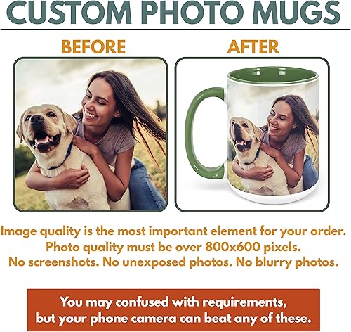 Miniatura 28 de Tazas de café con foto personalizada, 15 onzas, rosa con imagen, texto, regalos personalizados, taza personalizada de cerámica, taza divertida, gran