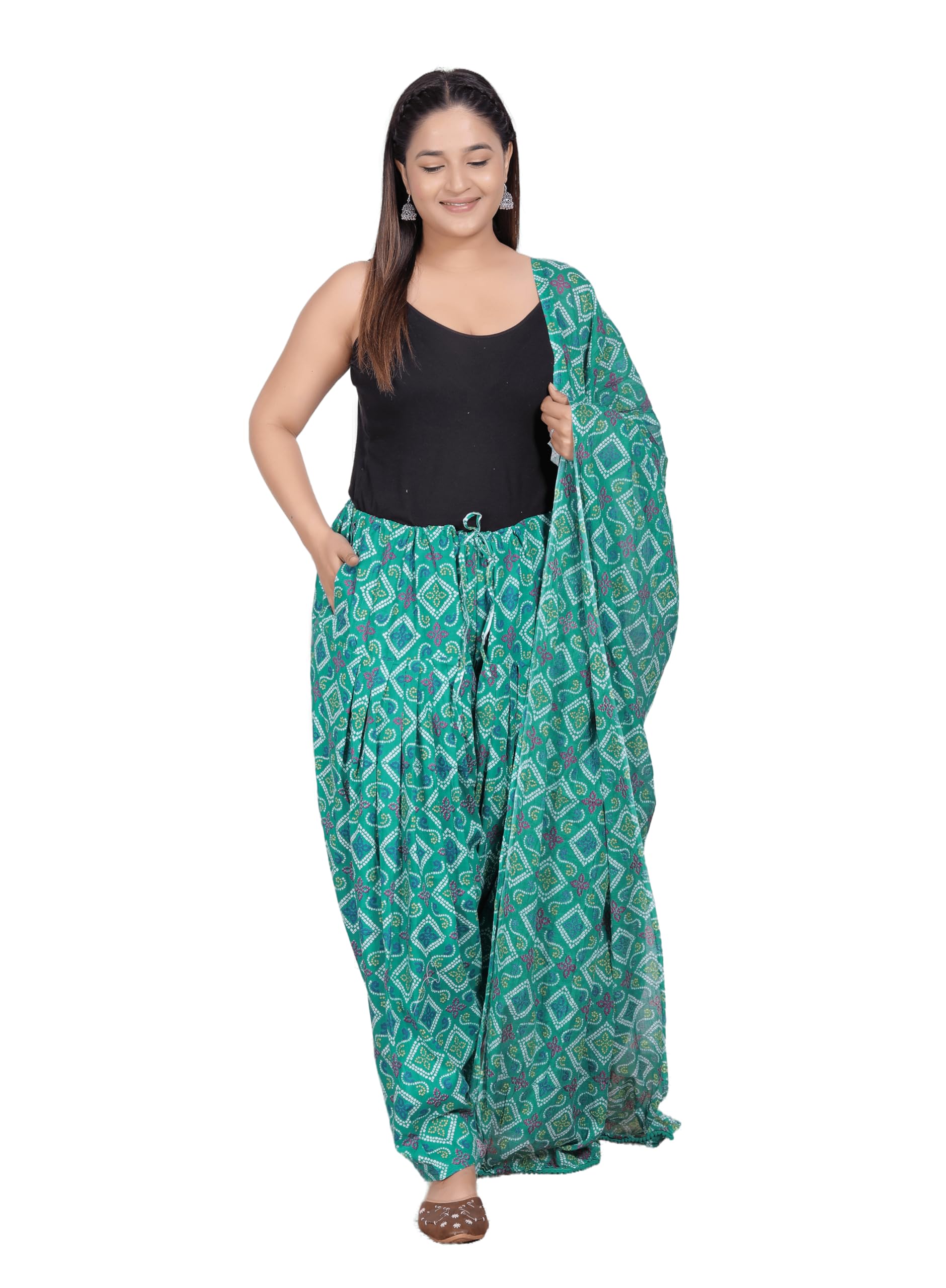 KHEEAA FASHION'S Women's Traditional PRINTED (BANDHANI) Cotton Patiala Salwar With Dupatta (free size)-picture-49