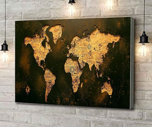Miniatura 1 de Lienzo decorativo para pared, mapa del mundo, mapa del mundo, póster de mapa del mundo, arte de pared para sala de estar, dormitorio, baño, oficina,