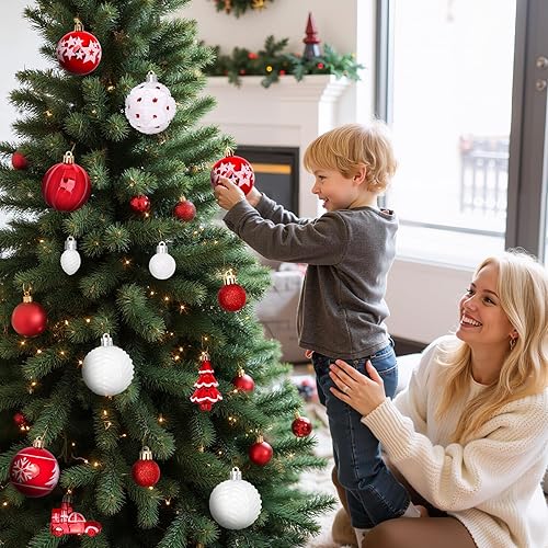 Miniatura 7 de DeckTheHalls 42 adornos de Navidad, varios estilos de adornos de bolas de Navidad, bolas de Navidad inastillables para decoración de árbol de