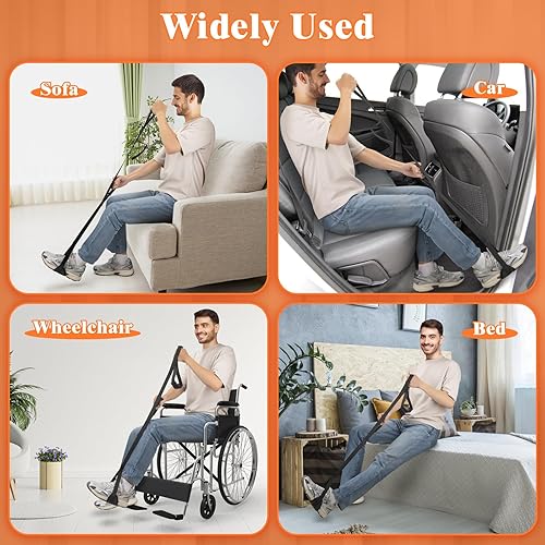 Miniatura 3 de Correa de elevación de piernas de 45 pulgadas, ayuda para levantar pies con correa de mano y movilidad de bucle para el pie para cirugía de