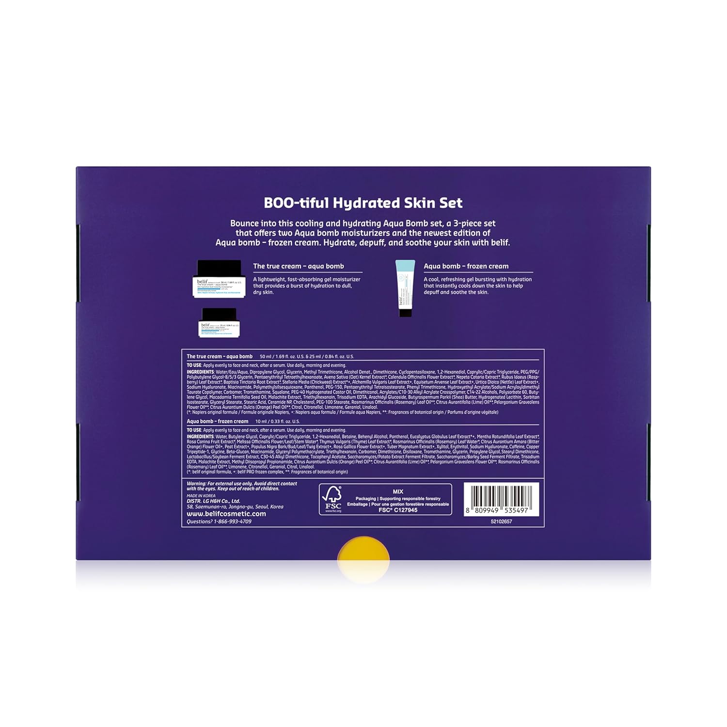 belif Aqua Bomb BOO-tiful Hydrated Skincare Set: Korean Skincare Set with Aqua Bomb Moisturizer, Frozen Cream, 2-Step Skincare for All Skin Types - Image 9