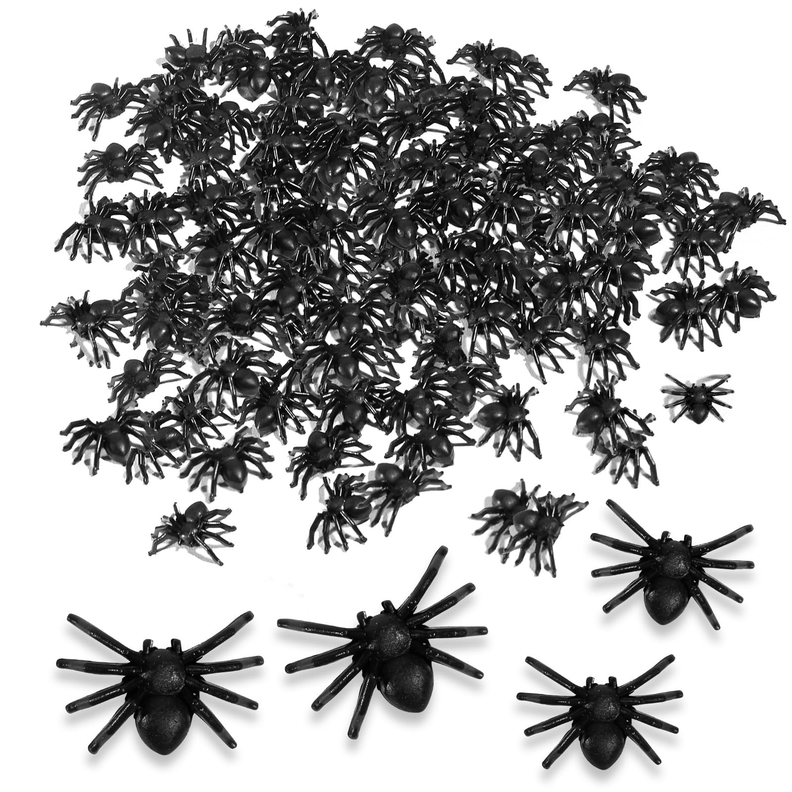Set 60 Ragni Finti Per Halloween, Plastica Nera, 3 Misure: 2,2 Cm, 3,8 Cm E 5 Cm, Realistici, Decorazione Spaventosa Per Feste
