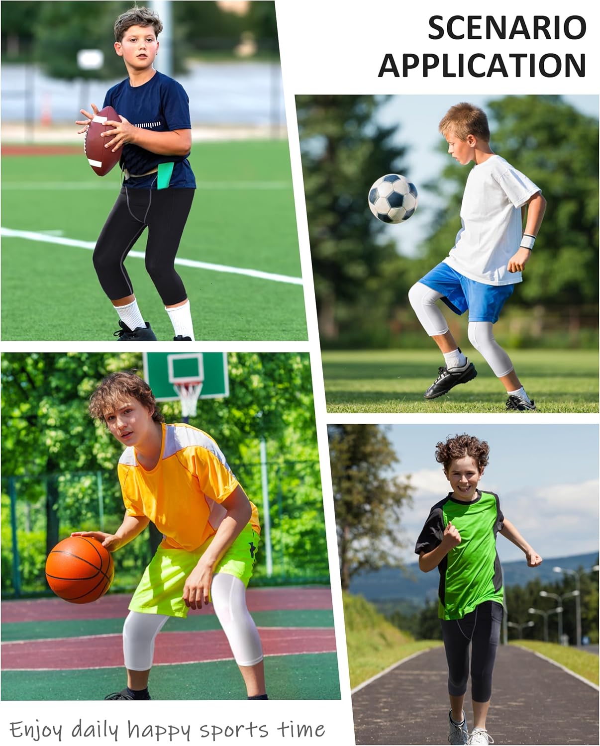 Roadbox Boys Compression Leggings,Youth Athletic Pants Capris Tights,Kids Sports Base Layer Basketball Running - Image 6