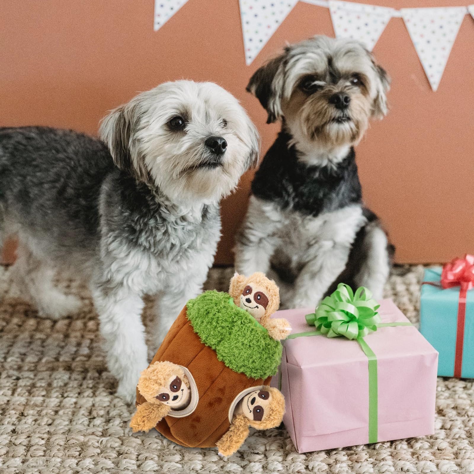 Giocattoli per Cani in Peluche 4 Pezzi Suono a Scricchiolio, Giochi da Masticare a Forma di Animali per Attività di Nascondino e Compagnia per Animali Domestici