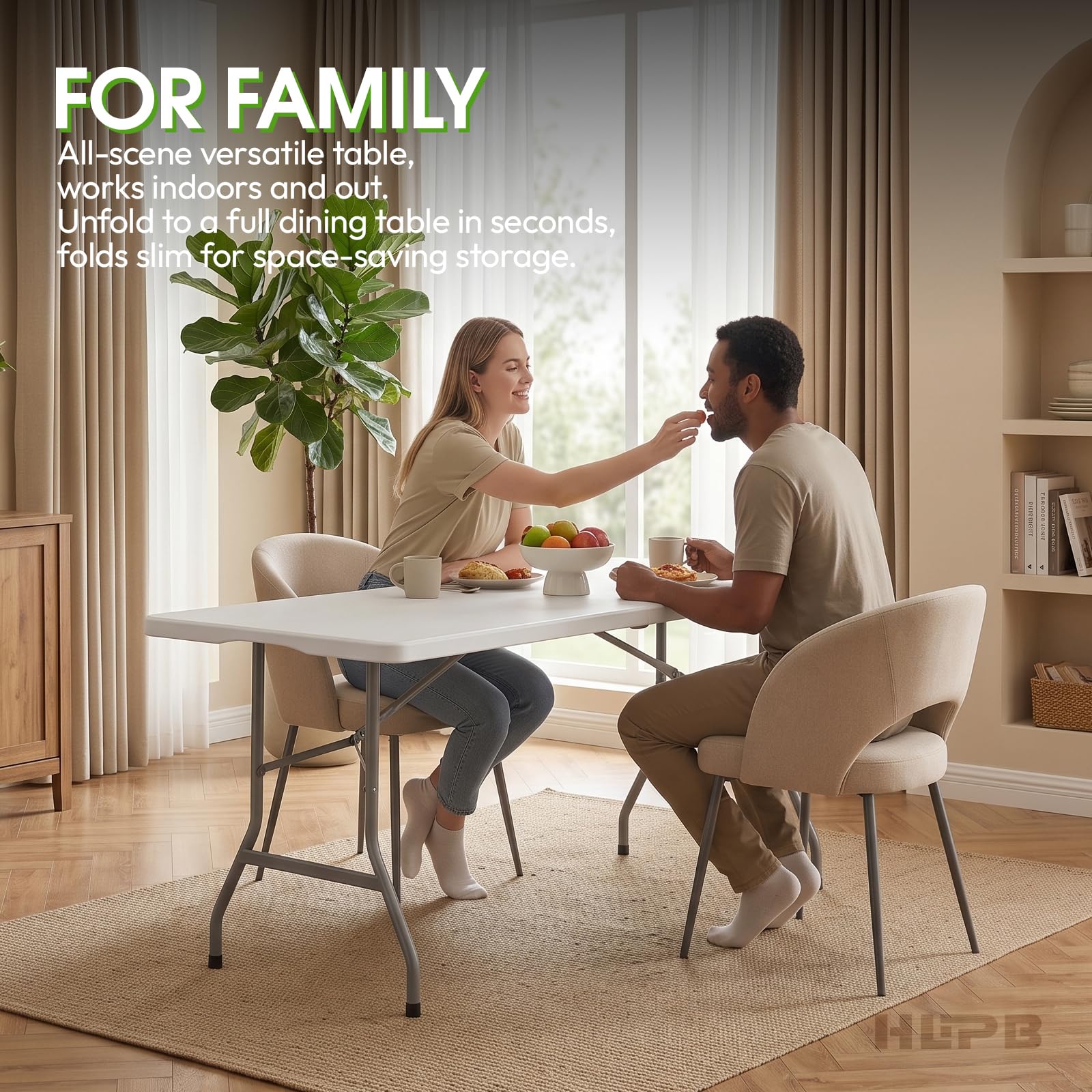 HLPB Mesa plegable de picnic de 6 pies, mesa de camping de 6 pies, mesa plegable portátil para interiores y exteriores, para trabajo, reuniones, fiestas, camping, picnic, bodas con asa y cerraduras de