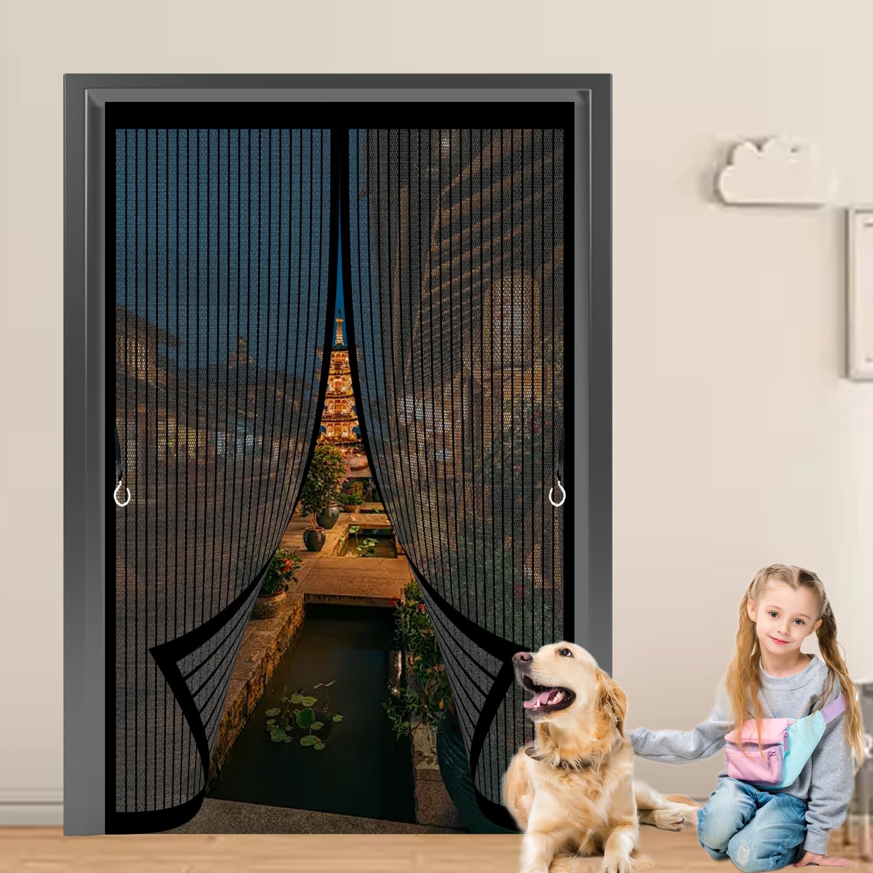 Moustiquaire anti-moustiques porte 110 x 112 cm amovible