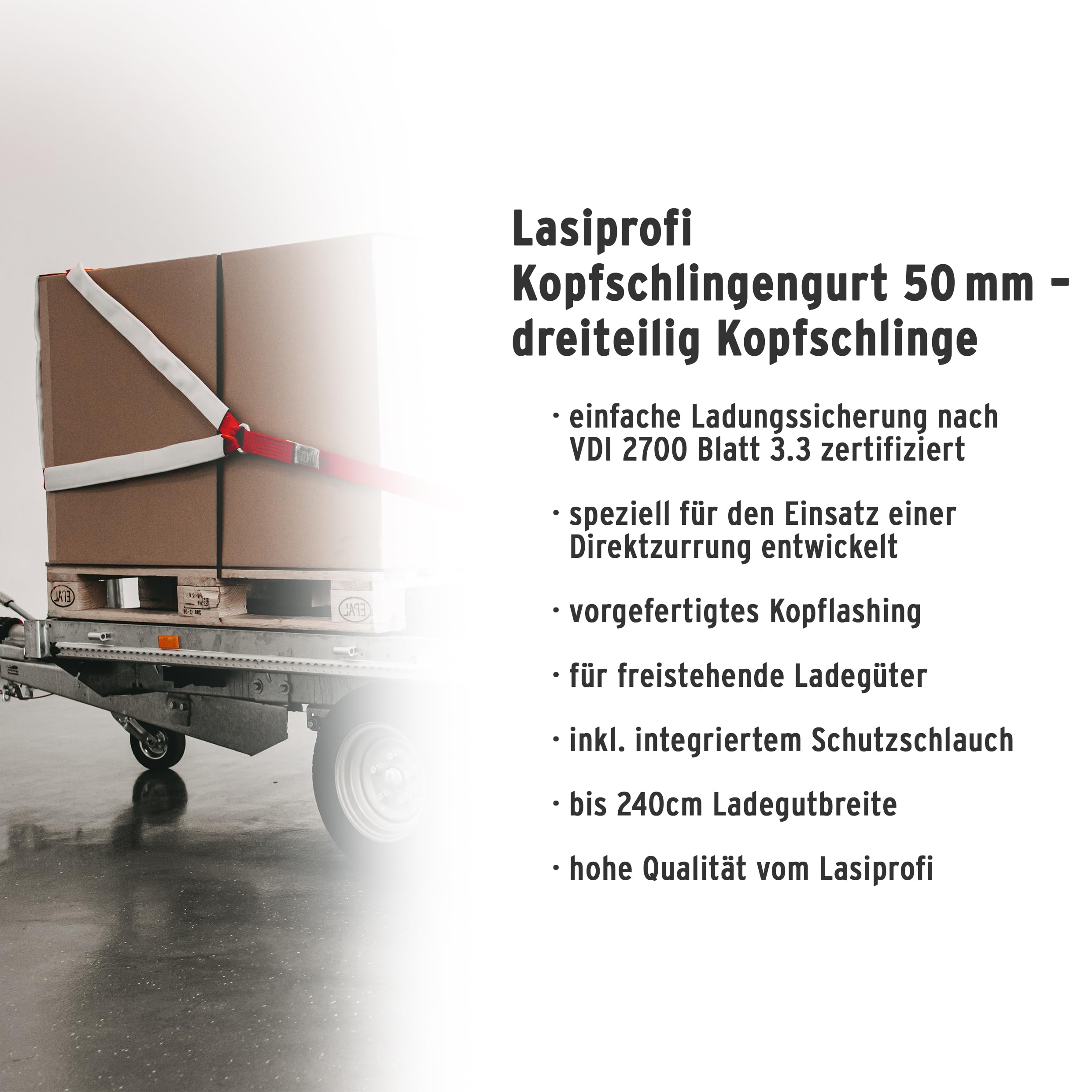 Kopfschlingengurt 50 mm - dreiteilig Kopfschlinge mit 2X Losende 4,0m + 2X Festende 0,5m