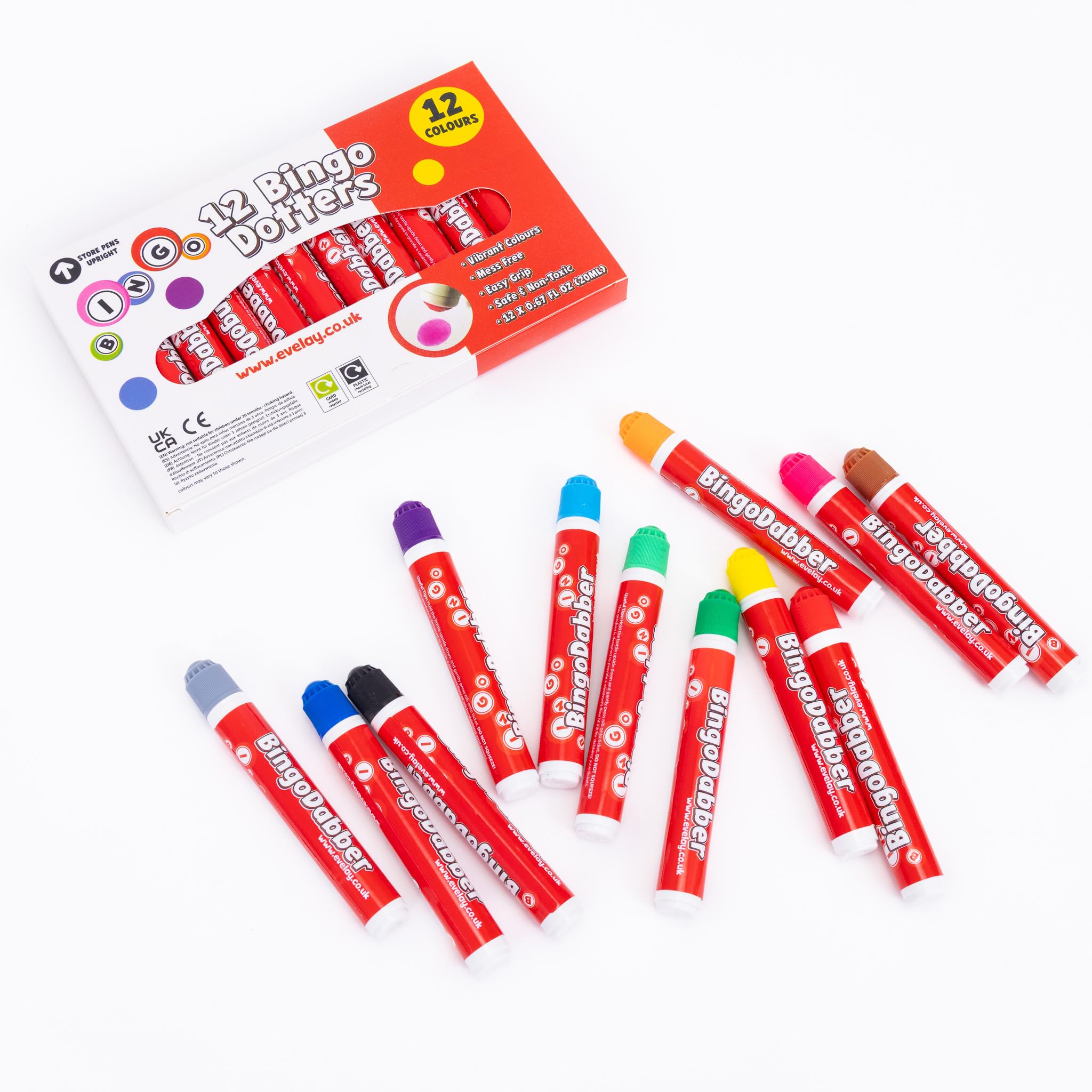 evelay 12 farbige Bingo-Dabber-Filzstifte, gemischte Stifte, Ticket-Dobber, tropffrei
