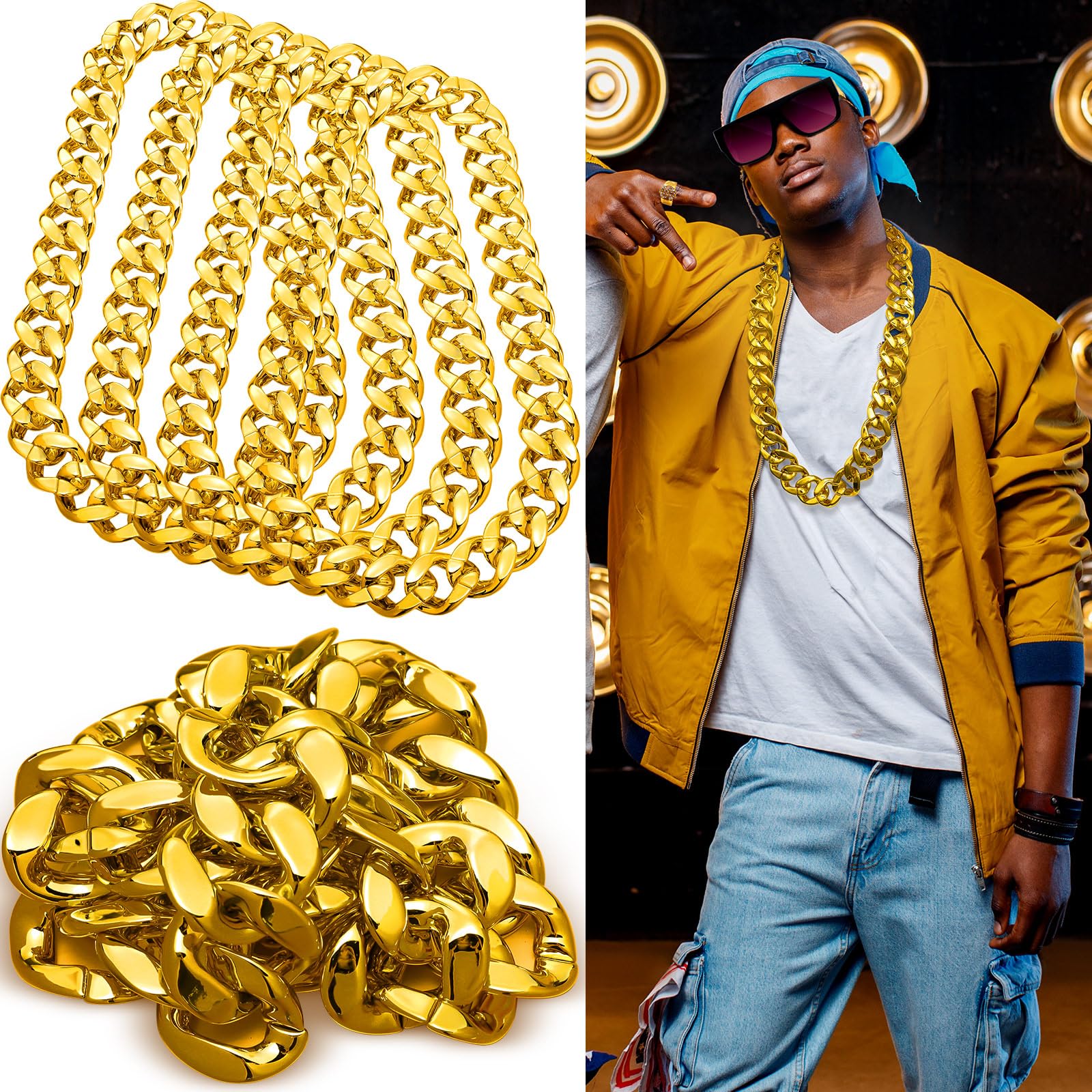 Jexine 12 catene per costume di Halloween, stile rapper, hip hop, per cosplay, uomini, donne, anni '80 e '90, 81 cm