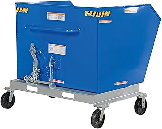 Vestil P-HOP-1.5 Steel Portable Tilting Hopper 1-1/2 Cubic Yard 2,000 Lb. Capacity Blue
