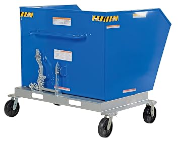 Vestil P-HOP-1.5 Steel Portable Tilting Hopper 1-1/2 Cubic Yard 2,000 Lb. Capacity Blue
