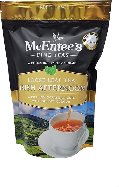 McEntee's Irish Afternoon Loose Tea - 250g Refill Bag  BLENDED IN IRELAND, CITRUSY, BRISK & FUL BODIED. A Traditional Irish Blend of Ceylon, Assam and Kenyan Loose Teas.