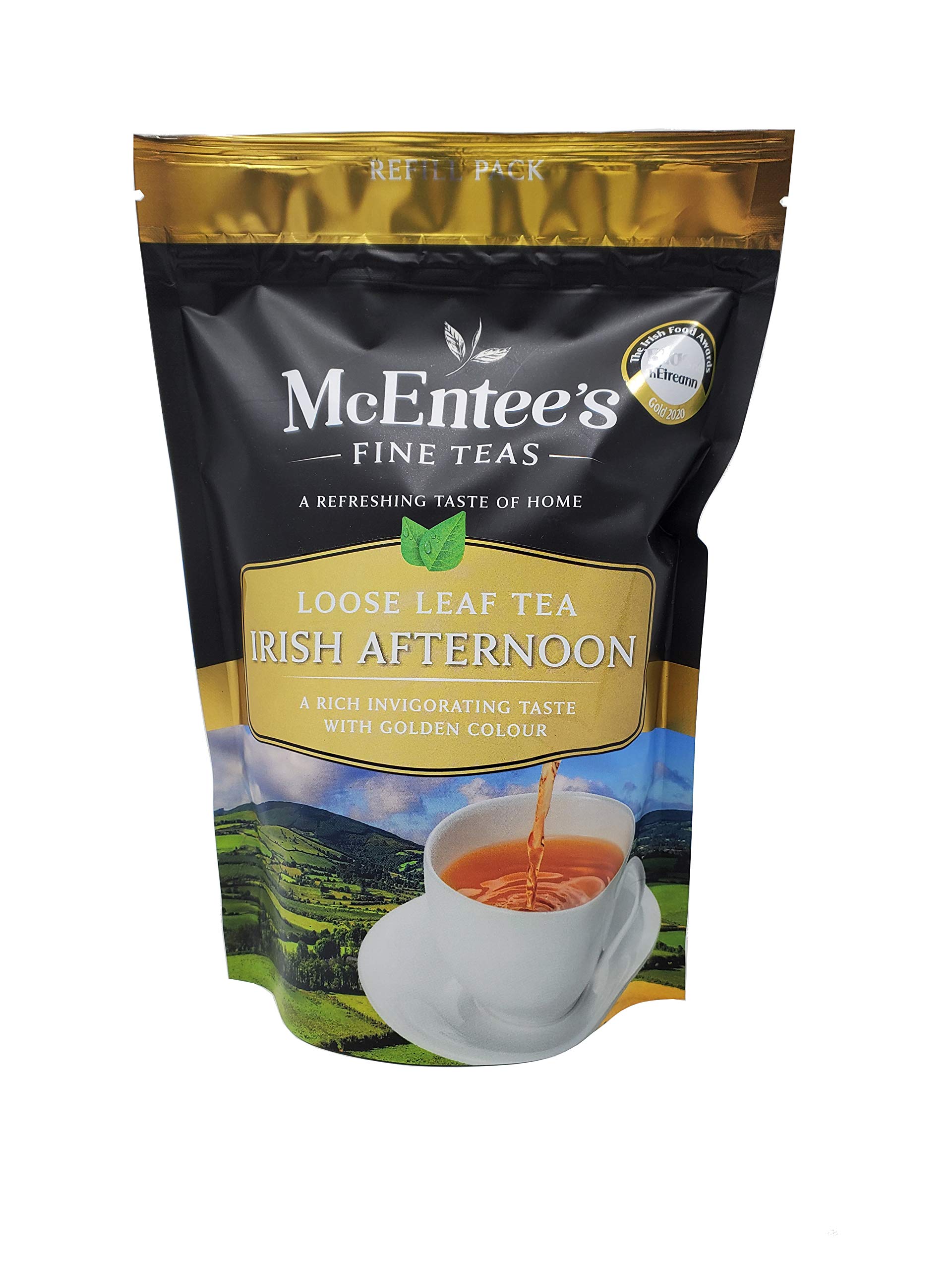 McEntee's Irish Afternoon Loose Tea - 250g / 8.81oz Bag – BLENDED IN IRELAND, CITRUSY, BRISK & FUL BODIED. A Traditional Irish Blend of Ceylon, Assam and Kenyan Loose Tea’s.