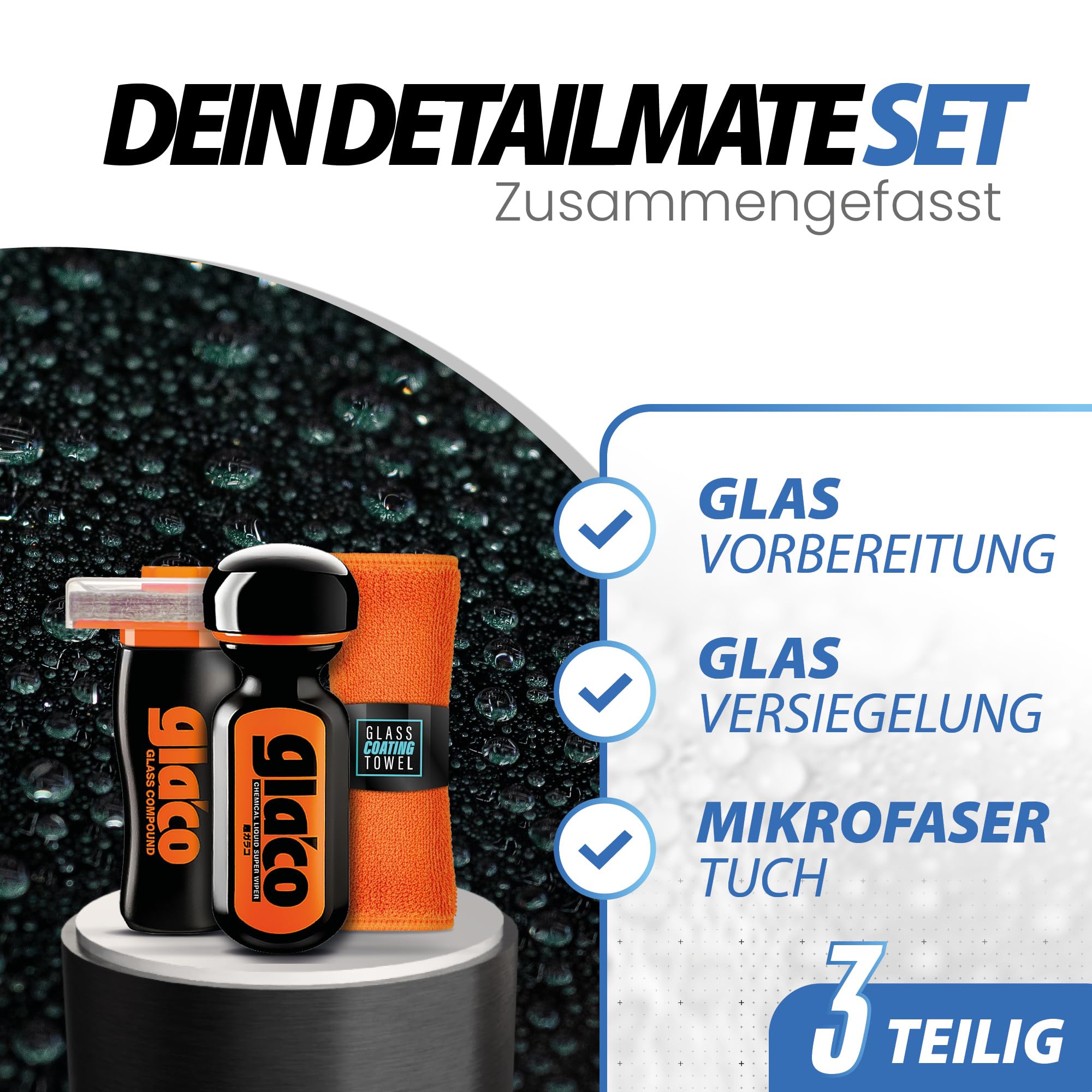 Auto Scheibenversiegelung Set | Soft99 Glaco Glass Compound Roll On Tiefenreiniger + Ultra Glaco Versiegelung | effizienter Regenabweiser für Autoscheiben bis zu 12 Monate | Nano Glasversiegelung