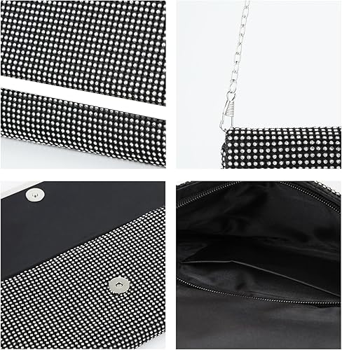 Miniatura 7 de Evevictor Bolso de mano para mujer, bolso de noche de cristal, bolso elegante, bolsa de dinero con diamantes de imitación para fecha, fiesta, baile,