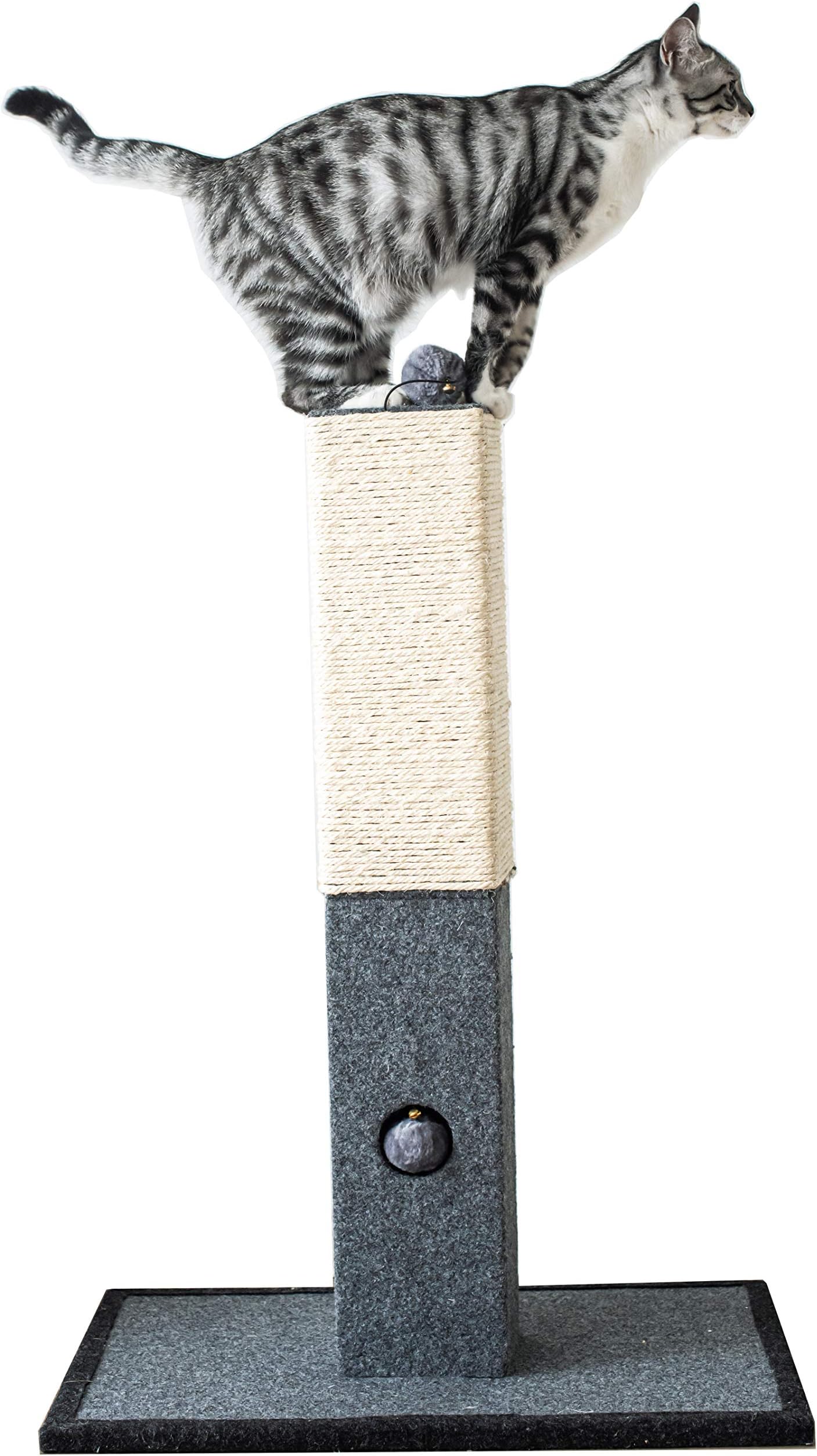 CatryCat Scratching Post - Minimalist Style Design of Cat Tree Scratch Post with Kitten Playful Toy Allure, Good for Pets to Practice Their Claws, Multiple Size Choices